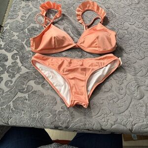 PINK Victoria's Secret Coral 2 pc Bikini Set. top size M bottom Sz: S